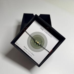 Jade beschermingsarmband | Minimalistische edelsteenarmband cadeau, verstelbaar zwart koord