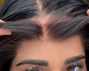 Pieza de cabello humano con línea de cabello natural prearrancada, encaje transparente de 2x13, 14 pulgadas, cabello negro