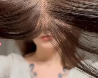 Frauen Dunkelbraun Natürliche Preplucked Hairline Topper: # 2 Echthaar Teil 2x33 Transparente Spitze 14 Zoll