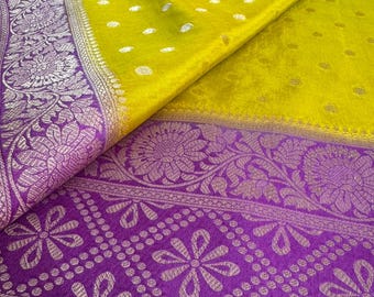 Semi-zijden sari | Zari-rand, traditionele Indiase trouwkleding, Vijaya-ontwerpen