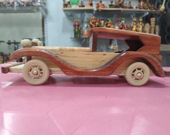 Wooden Toy Car: Vintage Style Model Automobile, Handcrafted Vehicle Decoration