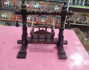 Wooden Cradle Swing: Traditional Indian Decor, Handcrafted Home Accent
