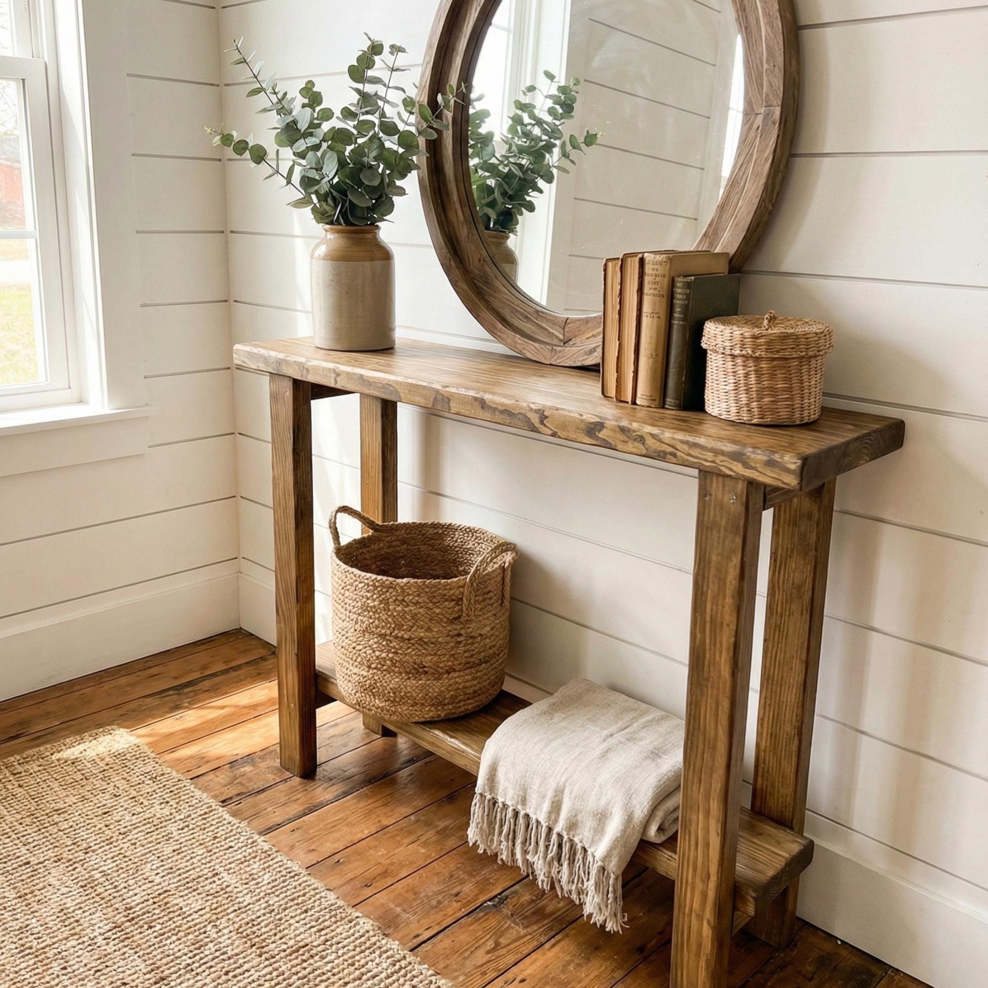 Reclaimed Wood Entryway Console Table – Rustic Farmhouse Style, Narrow ...