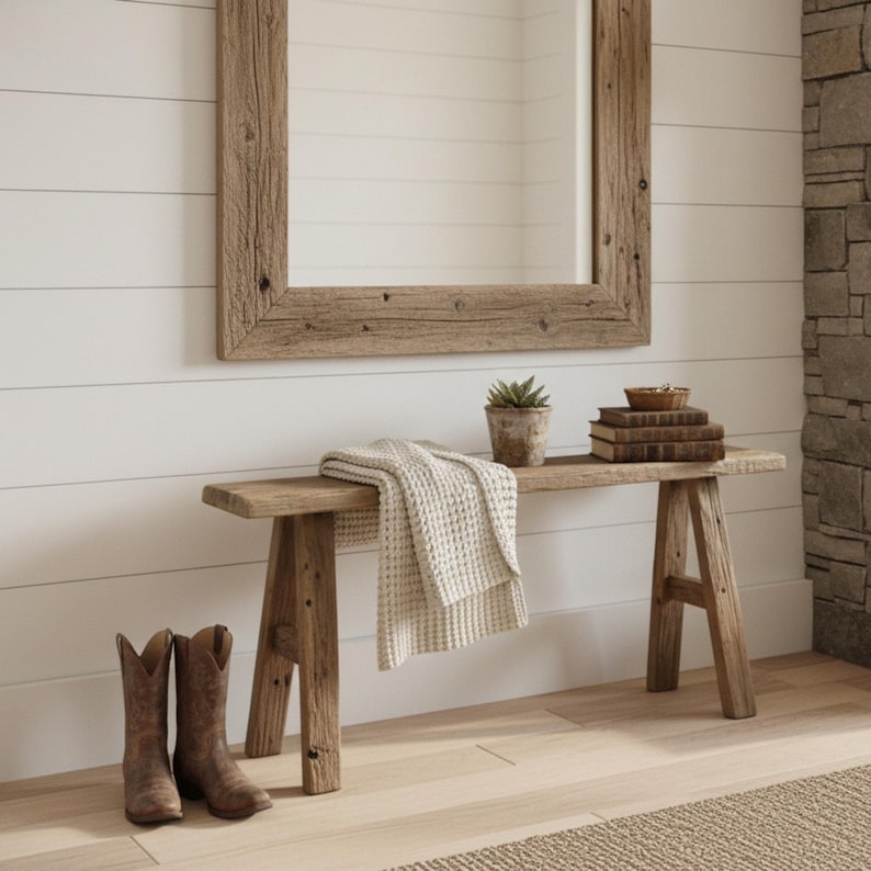 Rustic Bedroom Bench – End of Bed Bench for Modern Farmhouse Décor ...