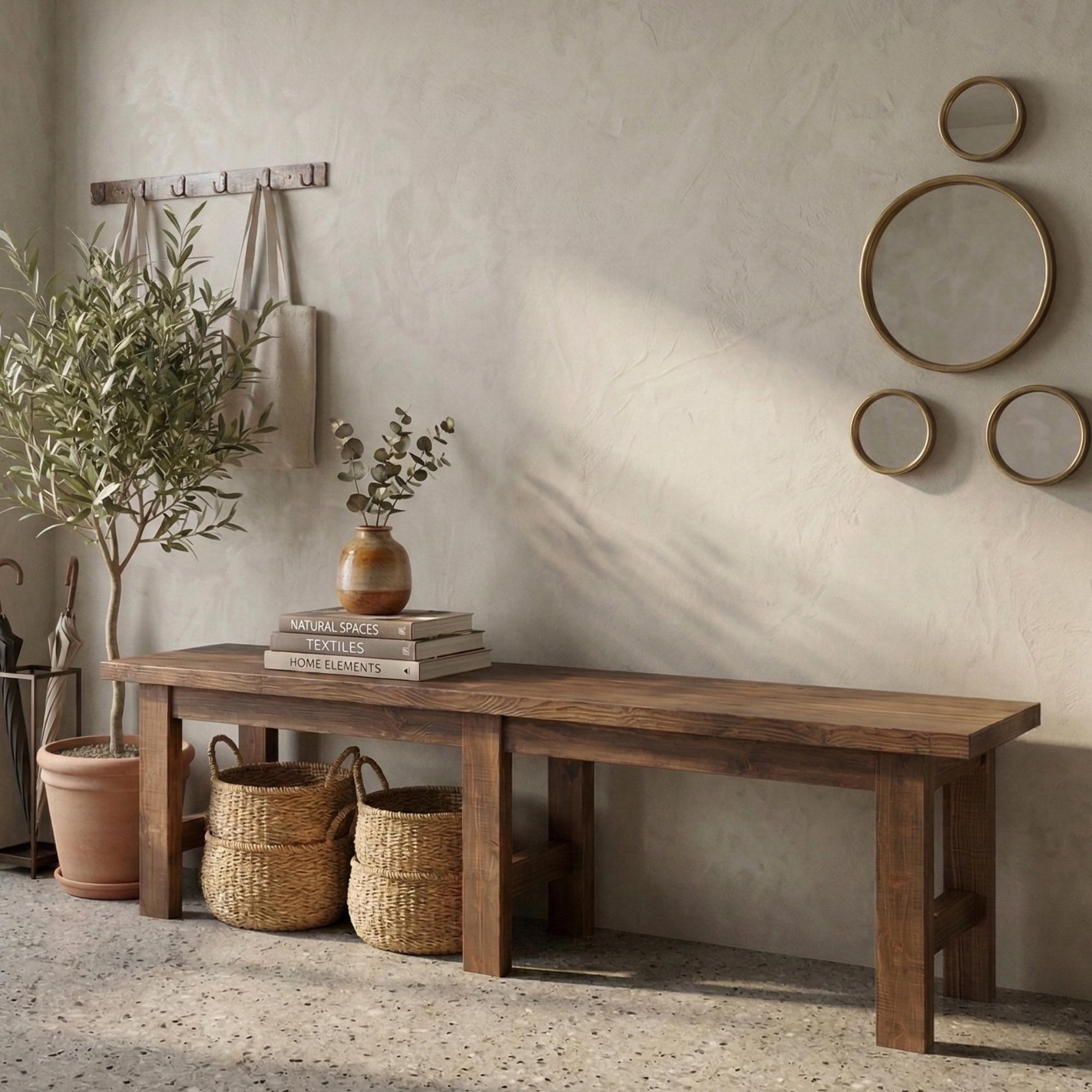 Reclaimed Rustic Wood Bench, Farmhouse Entryway Bench, Handmade Wooden ...