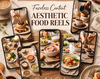 950 vídeos de comida com estética impessoal | Pacote de conteúdo para Instagram e TikTok