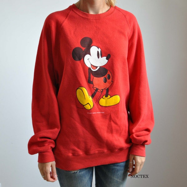 Vintage Oversize Red Raglan Mickey Mouse Sweater