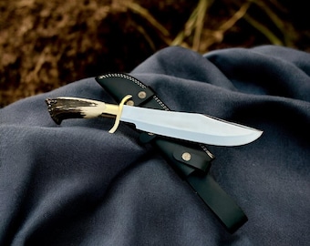 Aldo Raine Movie Replica Bowie Knife | Inglorious Basterds Inspired Collectible | Handmade Antler Handle Display Piece