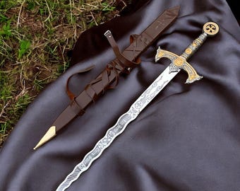 Once Upon a Time Sword Replica | Hand-Forged High-Carbon Steel Collectible | Decorative Display Sword | Cosplay & Gift