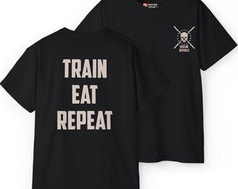 Train Eat Repeat Gym Shirt, Workout Fitness Motivation Tee for CrossFit & HYROX Athletes