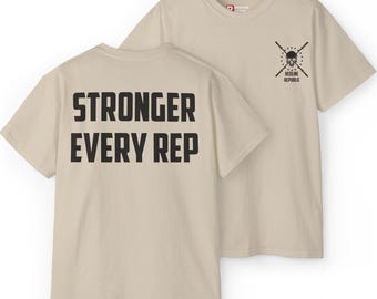 Stronger Every Rep Gym Shirt, Fitness Motivation Tee for CrossFit, HYROX, and Strength Training