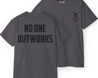 No One Outworks Me Gym Shirt, Motivational Workout Tee for CrossFit, HYROX, and Fitness Training