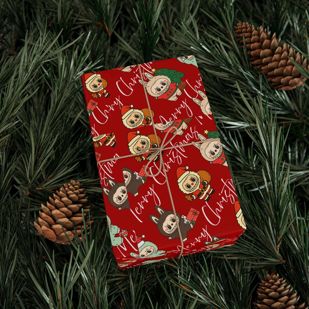 Labubu Wrapping Labubu the Monsters Inspired Christmas Wrapping Paper - Etsy
