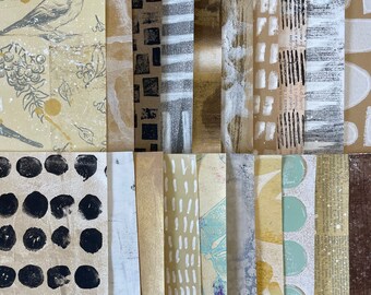 Distressed Gelli Prints Collage Paper, Mark-Making, Collage Fodder, Paper Bundle, Art Journal, Junk Journal Supply, Hand Painted Paper Pack