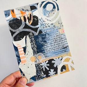 Petite oeuvre d&#39;art abstraite, peinture sur papier, petite oeuvre originale, collage abstrait, technique mixte, mini oeuvre d&#39;art, oeuvre d&#39;art abordable, cadeau de décoration murale