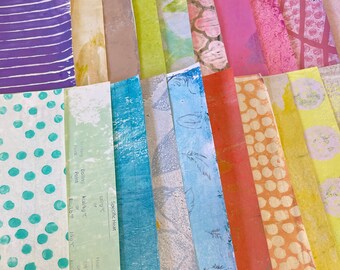 Pastel Paper Pack, Ephemera, Junk Journaling, Scrap Paper, Hand Painted Collage Papers, Pastel Gelli Prints, Art Journal Supplies, Fodder