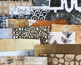 Neutral Collage Papers, Distressed Collage Fodder, Hand Painted Paper Bundle, Gelli Prints, Ephemera Brown Beige Collage, Junk Journaling