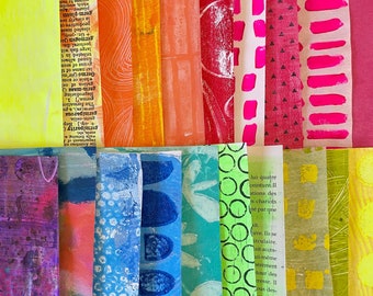 Neon Collagenpapier, fluoreszierendes handgemaltes Kunstdruckpapier, helle Farbpapiere für Art Collage Junk Journaling Zubehör, Scrapbooking