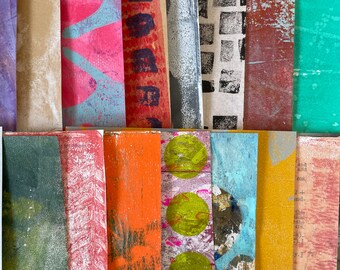 Assorted Handpainted Papers, Gelli Print Paper, Multicolor Paper Bundle, Hand Painted Paper Collage Pack, Mixed Media Supplies, Art Journal