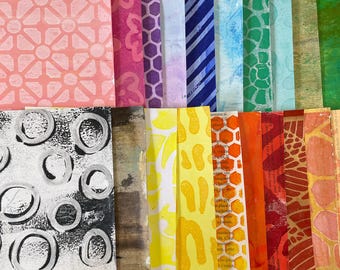 Colorful Collage Paper, Rainbow Scrapbook, Gelli Print Paper for Junk Journaling, Mixed Media Art, Collage Hand Painted Paper, Stencil Art
