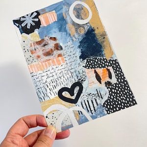 Modern Abstract Artwork, Small Abstract Acrylic Painting, Mini Collage Original, Small Original Abstract Wall Art, Multimedia Gift Art Lover