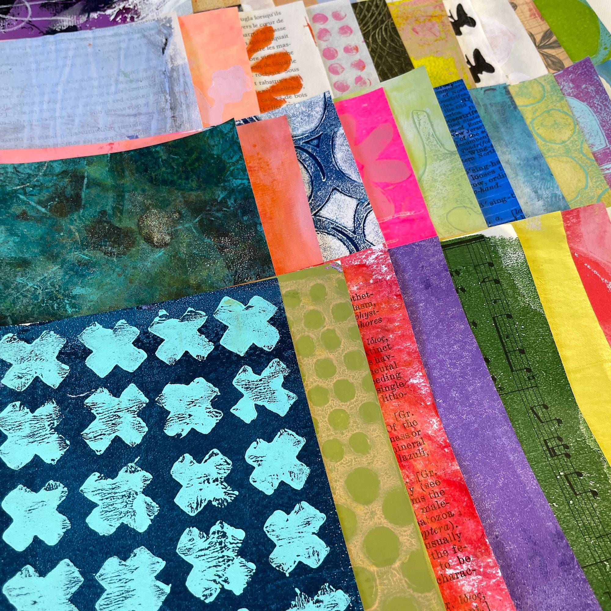 Giant Pack of 40 Assorted Handpainted Papers, Gelli Print Paper ...