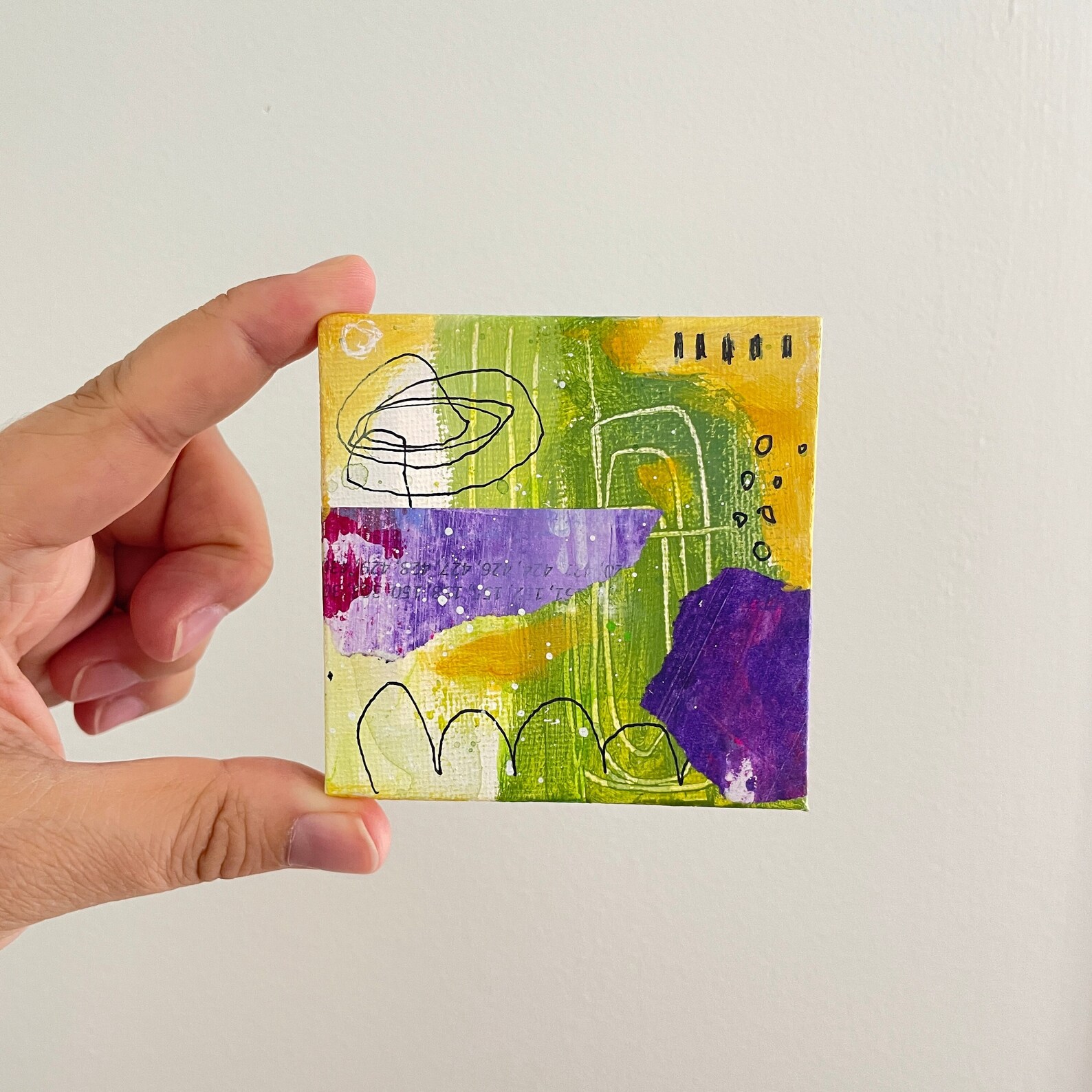 Tiny Art on Easel, Unique Original Abstract Painting, Canvas Painting ...