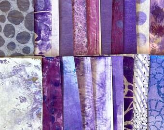 Art Journal Scrap Pack, Purple Painting Papers Hand Painted Paper Collage Bundle, Junk Journal Page, Journaling Mixed Media Paper, Gelli Art