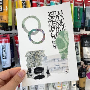 Petite oeuvre d&#39;art abstraite, peinture sur papier, petite oeuvre originale, collage abstrait, technique mixte, mini oeuvre d&#39;art, oeuvre d&#39;art abordable, cadeau de décoration murale