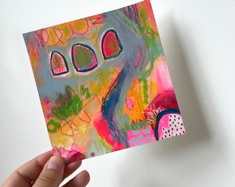 Small Painting on Paper, Painting Original, Wall Art on Paper, Maximalist Art, Colorful Abstract Painting, Mini Acrylic Painting, Affordable