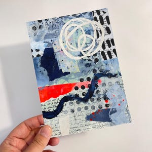 Art abstrait sur papier, « Don&#39;t Divide US », collage, technique mixte, décoration murale, mini tableau abstrait, petit tableau abstrait collage
