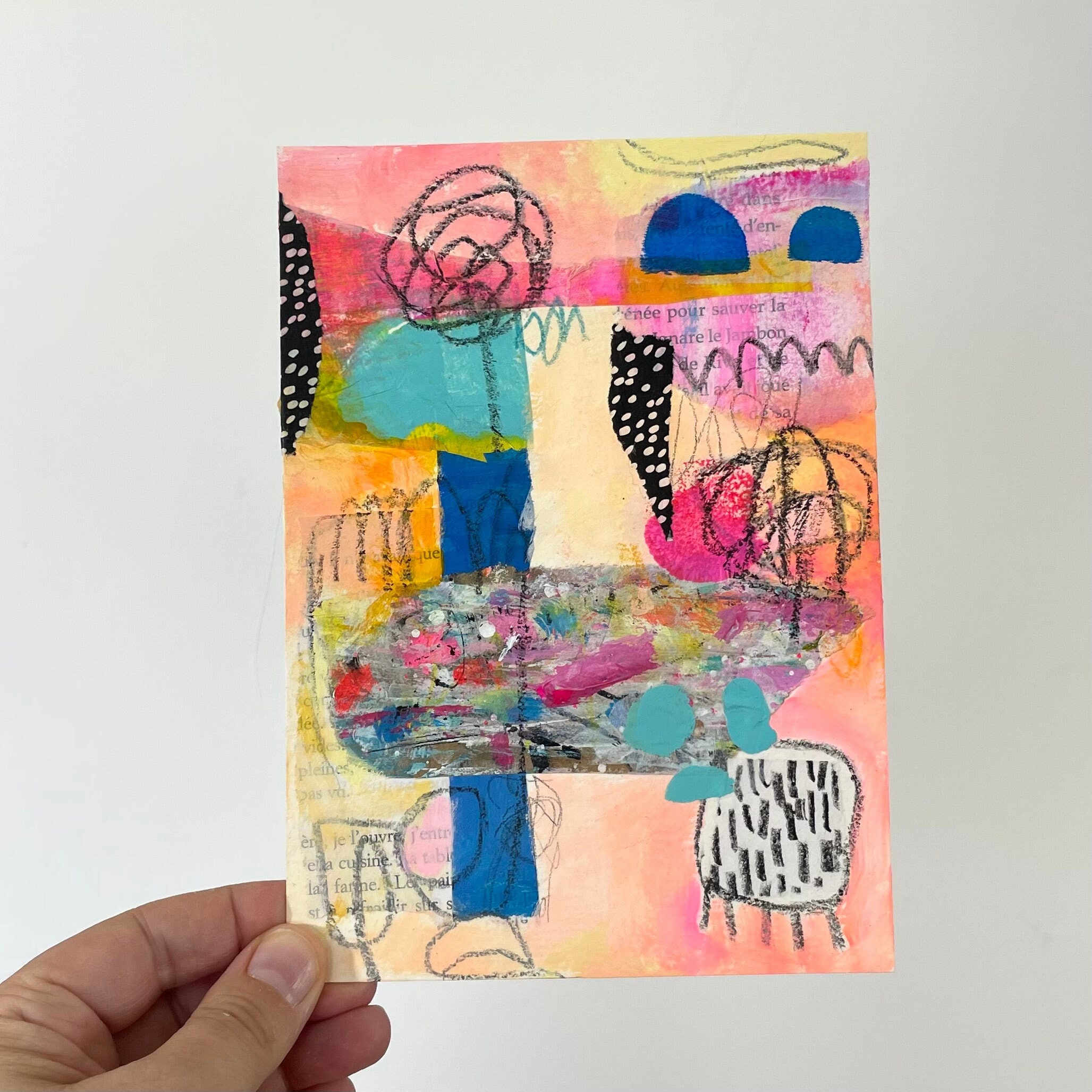 Original Art Acrylic, Colorful Unique Abstract Hand Painted Art Small ...