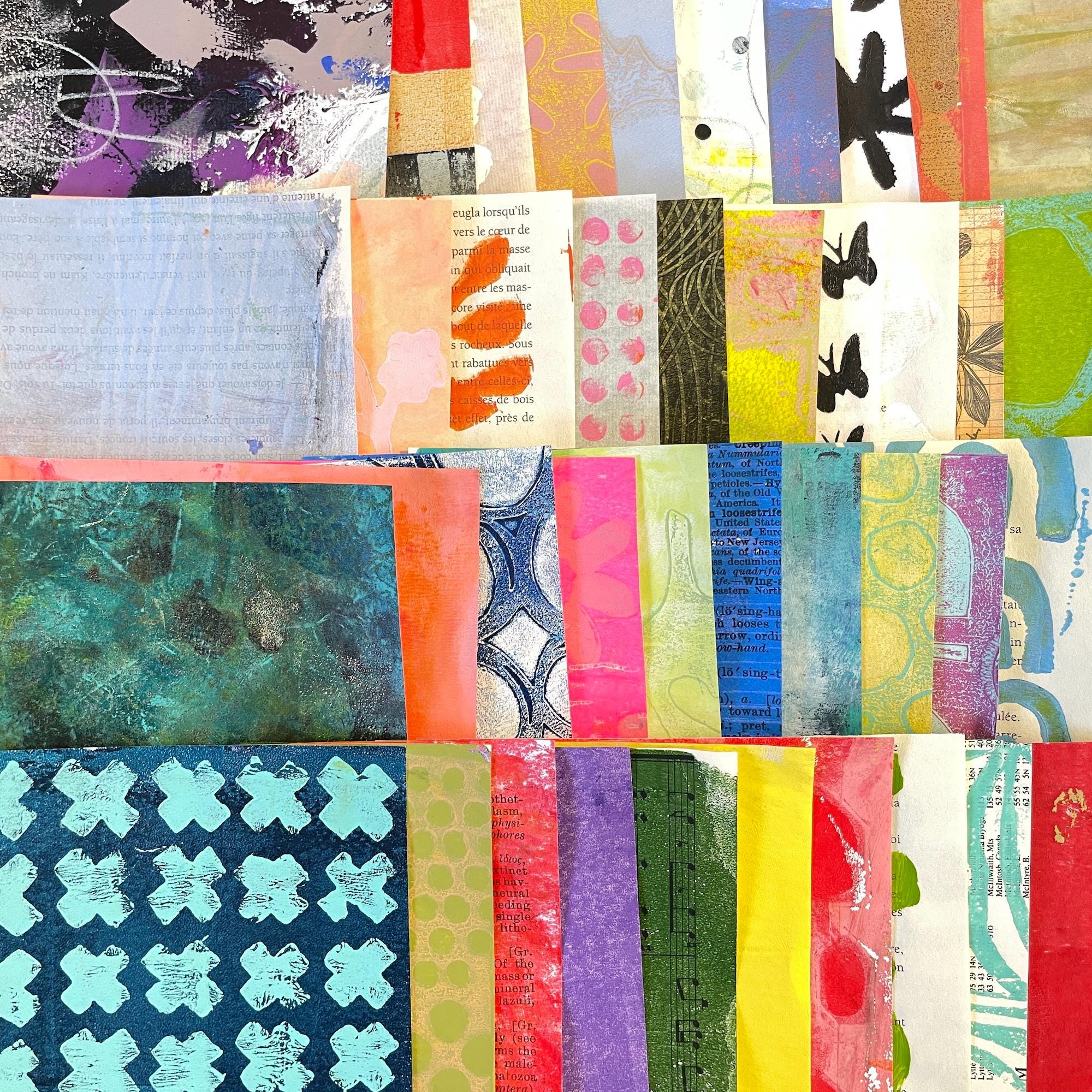 Giant Pack of 40 Assorted Handpainted Papers, Gelli Print Paper ...
