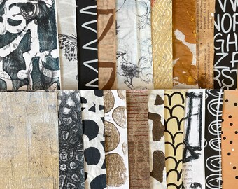 Neutral Collage Paper, Gelli Prints for Collage, Junk Journal Supplie, Collage Fodder, Scrap Paper, Distressed Papers Ephemera, Hand Painted