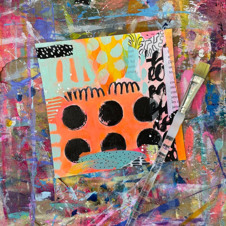 Colorful Unique Abstract Art on Paper, Original Hand Painted Art on