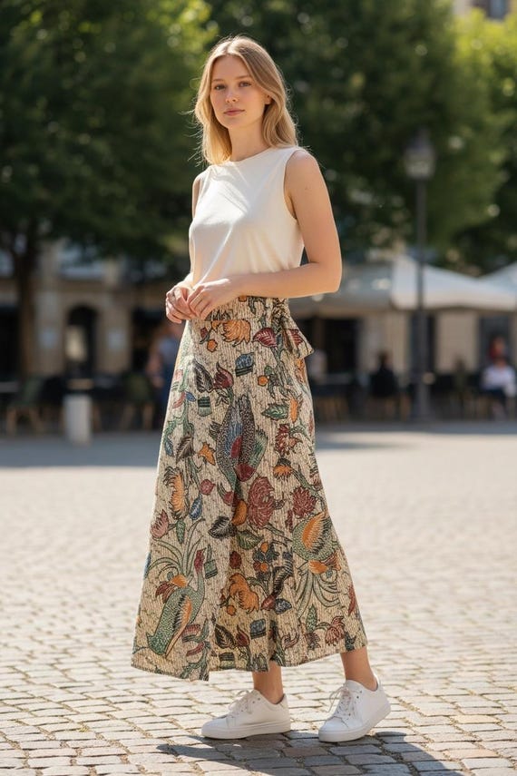 Bark Cloth Full Skirt