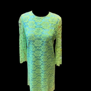 Lime Green and Aqua Lace Dress