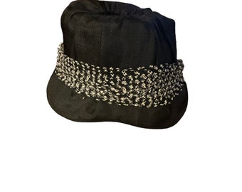 SANDRA PHILLIPPS London Vintage Burlap Bow Cloche Summer Hat  display picture 3