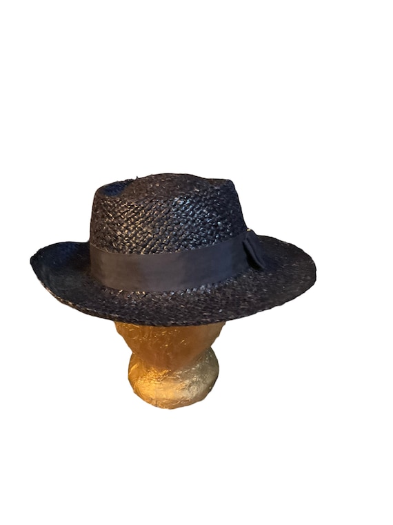 Navy Straw Hat - image 1