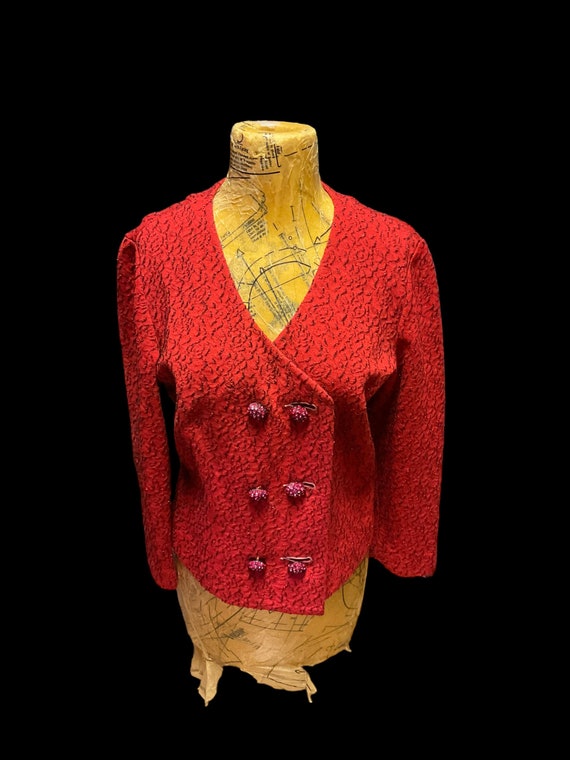 I Magnin Red Wool Blazer