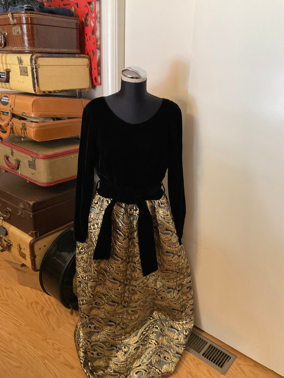 60s Velvet and Brocade Dress - image 1