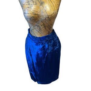 Crushed Blue Velvet Pencil Skirt
