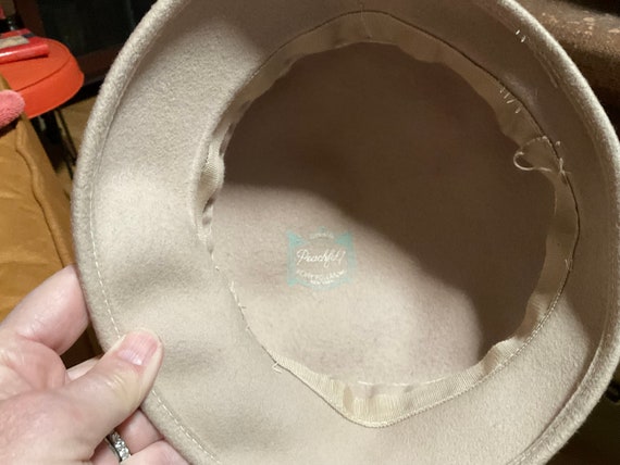 Vintage Henry Pollack Peach felt Women\'s Wool Hat RARE Vintage 1950 main image 4