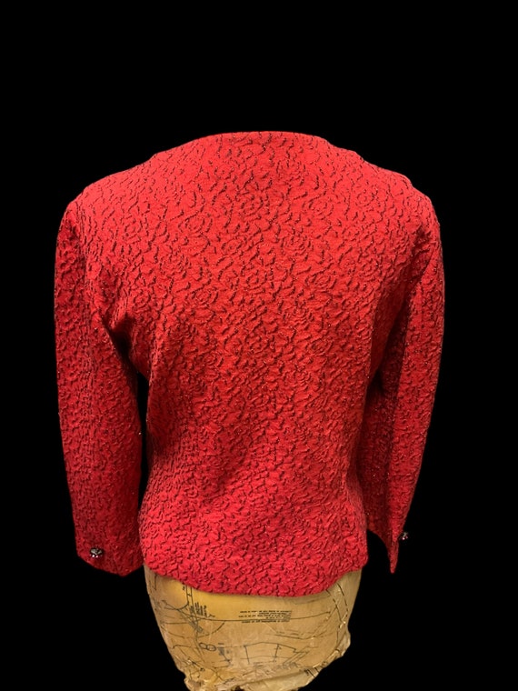 I Magnin Red Wool Blazer - image 3