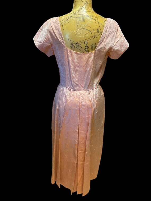 Salmon Brocade Wiggle Dress - image 4