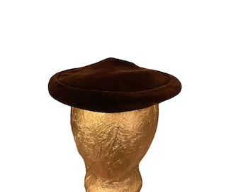 Vintage Union Made Capulet Hat Velvet Brown Tan Vintage Union Made Capulet Hat Velvet Brown Tan - Etsy main image 3