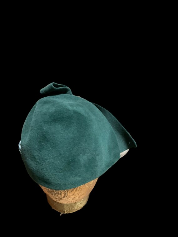 Green Wool Hat with Rhinestone Embellishments - image 3