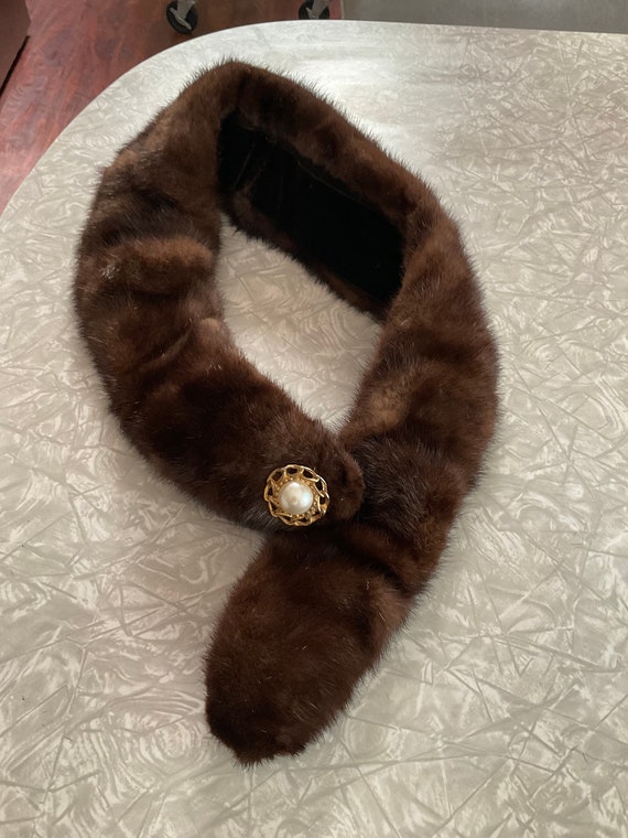 Brown Mink Clip Collar - image 2