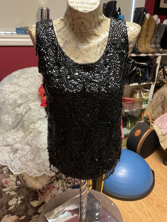 Black Beaded Shell by Koret of California