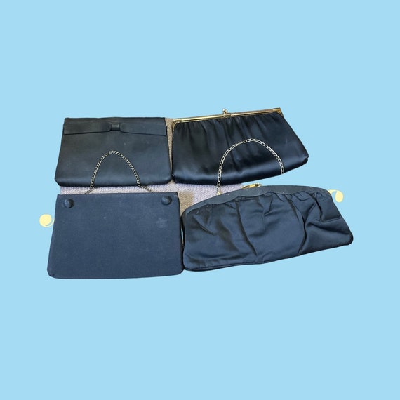 Four Black Satin Clutches - image 1